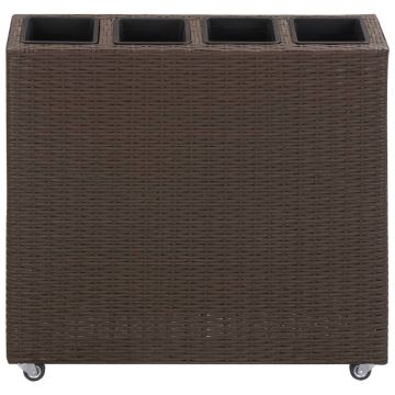 Letto Rialzato con 4 Vasi 80x22x79 cm in Polyrattan Marrone