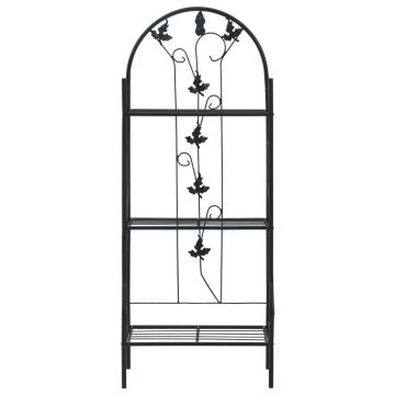 Supporto per Piante a 3 Livelli Nero 52x28x128 cm in Ferro