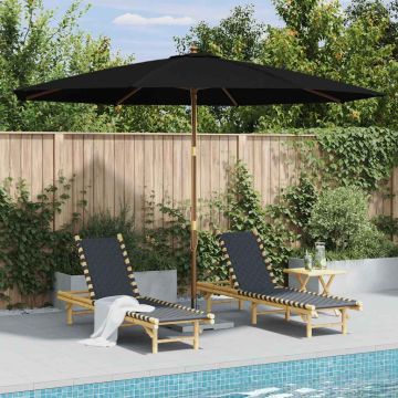 Ombrellone da Esterni con Palo in Legno 350 cm Nero