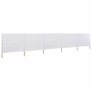Paravento a 5 Pannelli in Tessuto 600x160 cm Bianco Sabbia