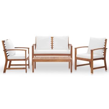 Set Divani da Giardino 4 pz con Cuscini in Massello di Acacia