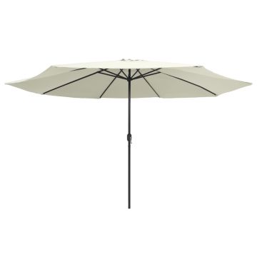 Ombrellone da Giardino con Palo in Metallo 390 cm Bianco Sabbia