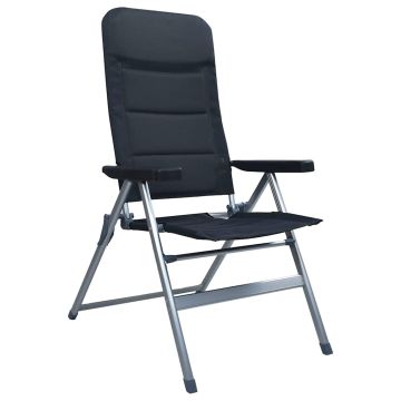 Sedie da Giardino Reclinabili 2 pz in Alluminio Nere