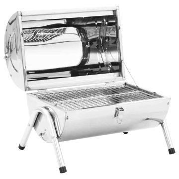 Barbecue da Tavolo Portatile in Acciaio Inox con Doppia Griglia