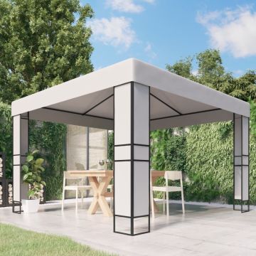 Gazebo con Tetto Doppio 3 x 3 m Bianco