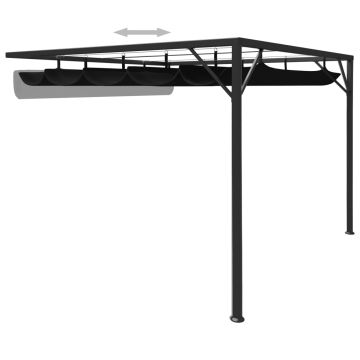 Gazebo a Muro da Giardino con Tetto a Scomparsa 3x3 m Antracite