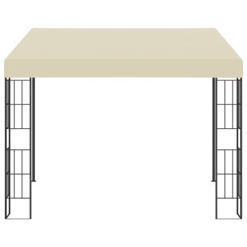 Gazebo a Parete 3x3 m Crema in Tessuto