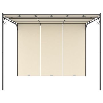 Gazebo da Giardino con Tenda Laterale 3x3x2,25m Crema