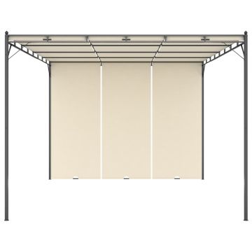 Gazebo da Giardino con Tenda Laterale 4x3x2,25 m Crema