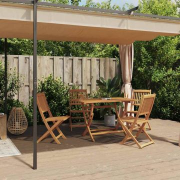 Gazebo con Tende 3x6 cm Crema in Acciaio