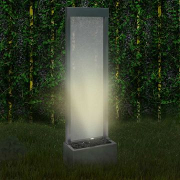Fontana da Giardino Argento 46x24x150 cm in Acciaio Inox
