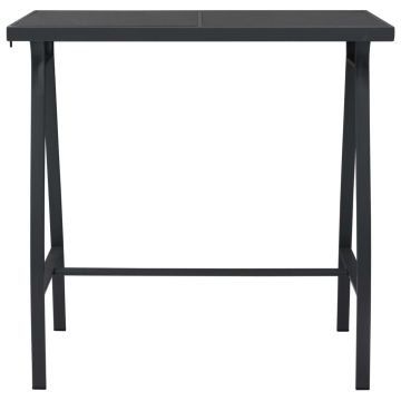 Tavolo da Bar da Giardino Nero 110x60x110 cm in Vetro Temperato