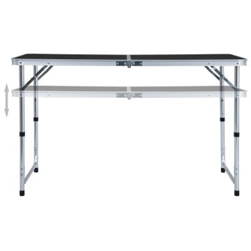 Tavolo da Campeggio Pieghevole in Alluminio Grigio 120x60 cm