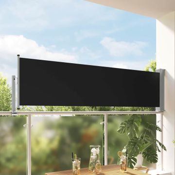 Tenda Laterale Retrattile per Patio 80x300 cm Nera