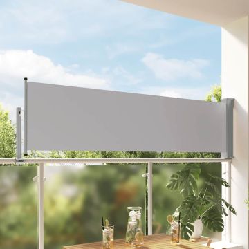Tenda Laterale Retrattile per Patio 80x300 cm Grigia