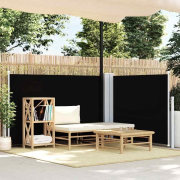 Tenda da Sole Laterale Retrattile Nera 120x600 cm
