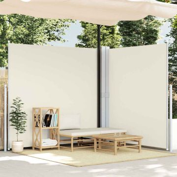 Tenda da Sole Due Lati Retrattile per Patio 170x600 cm Crema