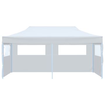 Tenda Pieghevole Pop-Up con Pareti Laterali 3x6m Acciaio Bianco