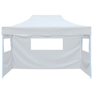 Tendone per Feste Pieghevole con 3 Pareti 291x413x315 cm Bianco