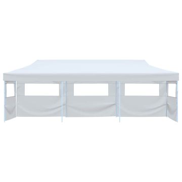 Tenda Pieghevole Pop-Up con 5 Pareti Laterali 3x9 m Bianca