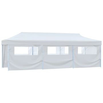 Tenda Pieghevole Pop-Up con 8 Pareti Laterali 3x9 m Bianca