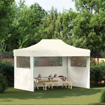 Gazebo Professionale Pieghevole con 3 Pareti 3x4m Acciaio Crema