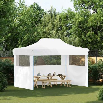 Gazebo Professionale Pieghevole 3 Pareti 280x410x315 cm Acciaio Bianco