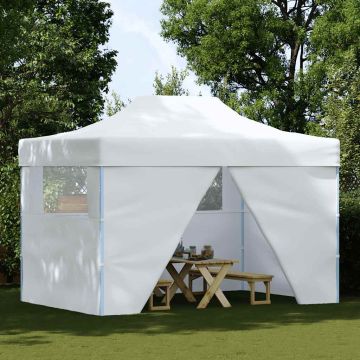 Gazebo Professionale Pieghevole 4 Pareti 280x410x315 cm Acciaio Bianco