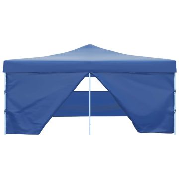 Gazebo Pieghevole con 4 Pareti 5x5 m Blu