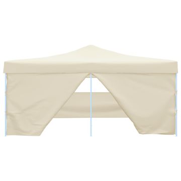Gazebo Pieghevole con 4 Pareti 5x5 m Crema