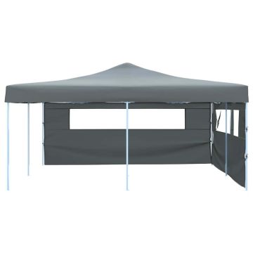 Gazebo Pieghevole con 2 Pareti 5x5 m Antracite