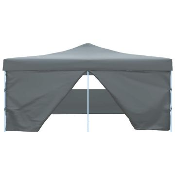 Gazebo Pieghevole con 4 Pareti 5x5 m Antracite