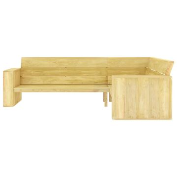 Panchina Angolare da Giardino 239cm in Legno di Pino Impregnato
