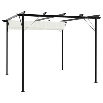 Pergola da Giardino Tetto Retrattile Bianco Crema 3x3 m Acciaio