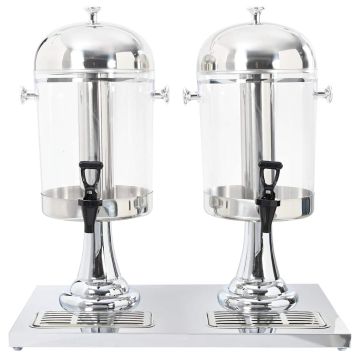 Doppio Distributore di Succhi di Frutta e Bibite Acciaio Inossidabile 2 x 8 L