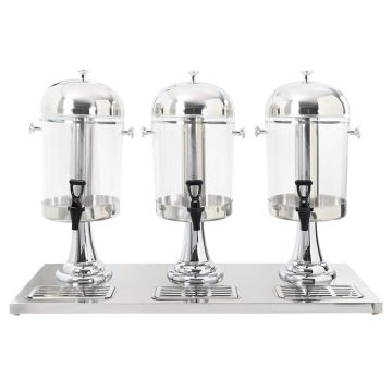 Triplo Distributore di Succhi di Frutta e Bibite Acciaio Inossidabile 3 x 8 L