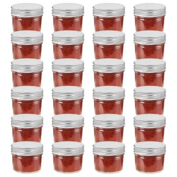 Vasi per Marmellata in Vetro Coperchio Argento 24 pz 110 ml