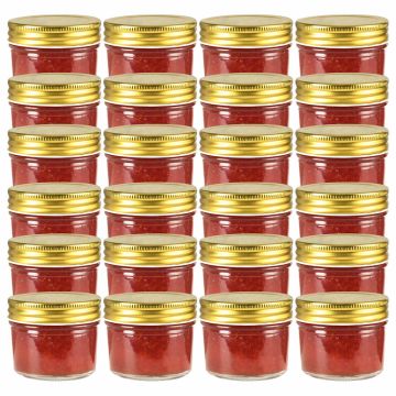 Vaso per Marmellata in Vetro Coperchio Oro 24 pz 110 ml