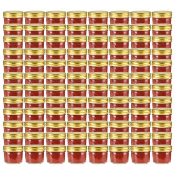 Vasi per Marmellata in Vetro Coperchio Oro 96 pz 110 ml