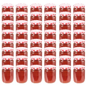 Vaso Marmellata in Vetro Coperchio Bianco e Rosso 48 pz 230 ml