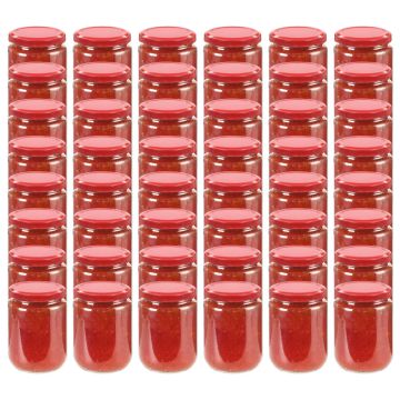 Vasi per Marmellata in Vetro Coperchio Rosso 48 pz 230 ml