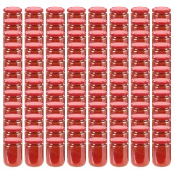 Vasi per Marmellata in Vetro Coperchio Rosso 96 pz 230 ml