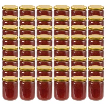 Vasi per Marmellata in Vetro Coperchio Oro 48 pz 230 ml