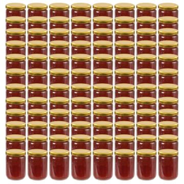 Vasi per Marmellata in Vetro Coperchio Oro 96 pz 230 ml