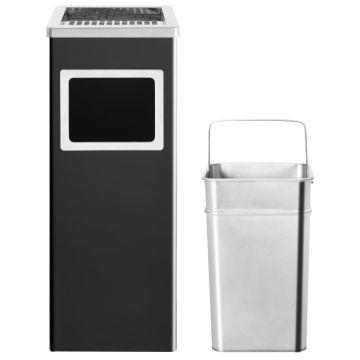 Pattumiera con Posacenere 36 L in acciaio nero