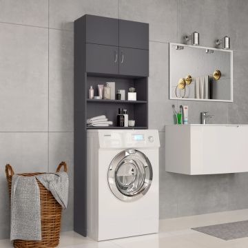 Mobile per Lavatrice Grigio 64x25,5x190 cm in Multistrato