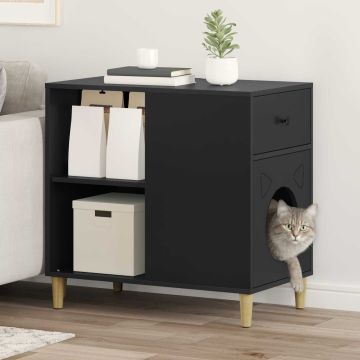 Casa per Gatti Nero 72 x 42,5 x 70 cm Legno ingegnerizzato