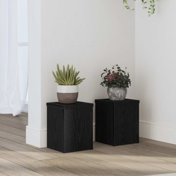 Supporto per piante 2 pz Rovere Nero 15 x 15 x 20 cm