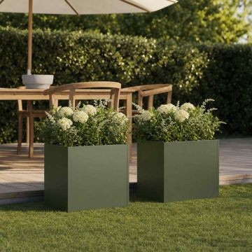 Vaso da giardino 2 pz Verde Oliva 35 x 35 x 35 cm