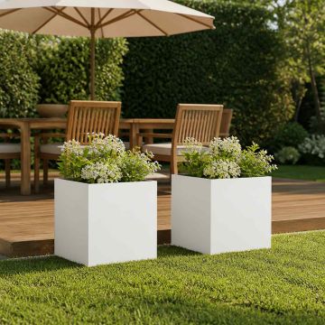 Vaso da giardino 2 pz Bianco 45 x 45 x 45 cm